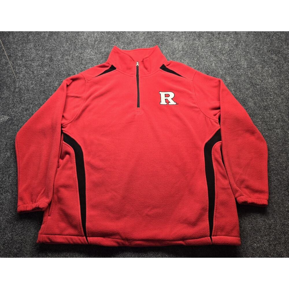 Rutgers Scarlet Knights Fleece Genuine Stuff Red 1/4 Zip Pullover XL X-LARGE